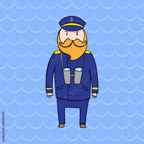 Cute bearded captain of a ship