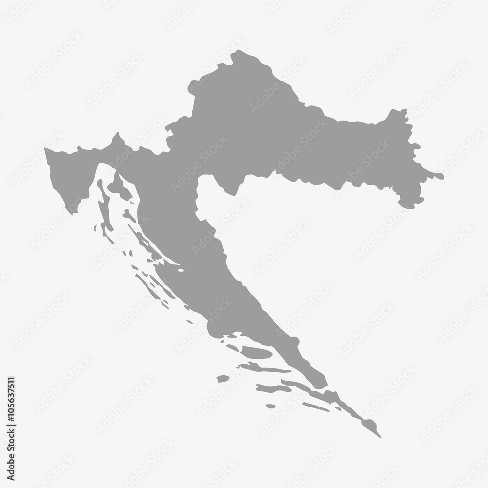 Map of Croatia in gray on a white background