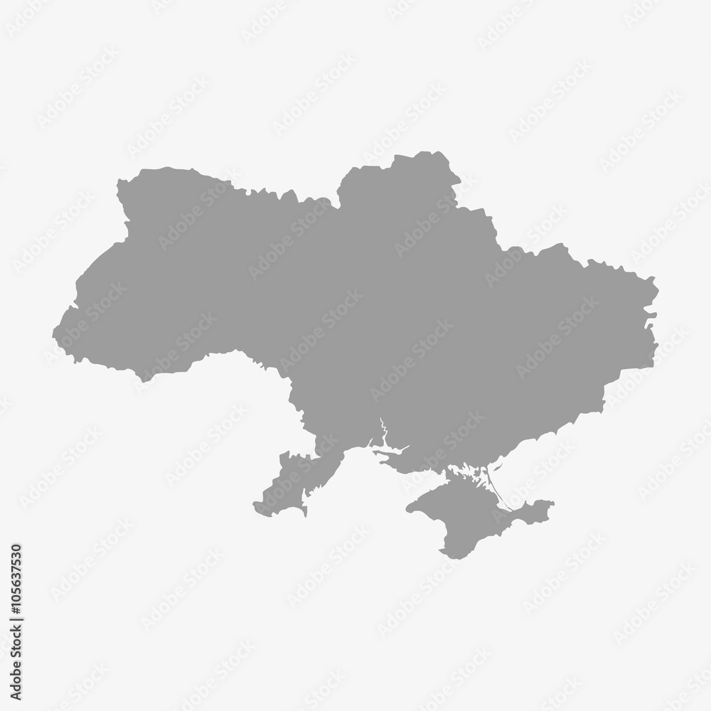 Map of Ukraine in gray on a white background Map of Ukraine in gray on a white background