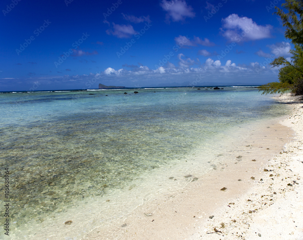 Quiet bay of the island Gabriel. Mauritius.