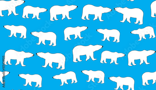 Vector abstract seamless background of polar bears. Chaotic polar bears