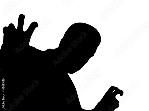 Silhouette of a man, shows the air quotes
