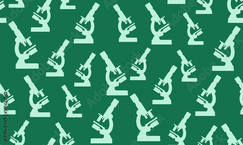 Vector abstract seamless background of microscopes. Chaotic microscopes