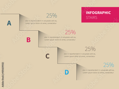 infographic stairs background / vector stairs with 4 options, upward steps template 