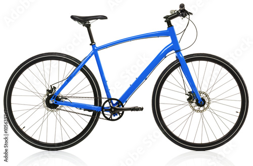 Blue bicycle isolated on a white background