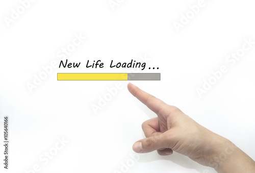 new life loading concept with hand. transparent wipe board isolated on white background