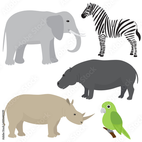 Set 1 of cartoon african animals © ekazansk