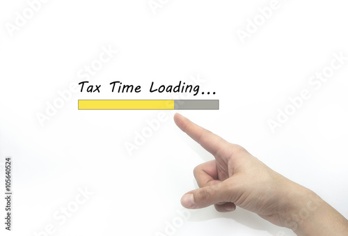 tax time loading. Progress bar design with woman hand.isolated on white