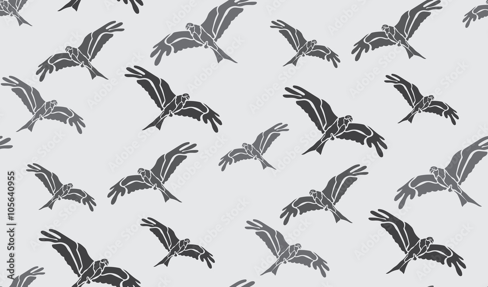 Vector seamless background of falcons. Chaotic falcons Vector seamless background of falcons. Chaotic falcons