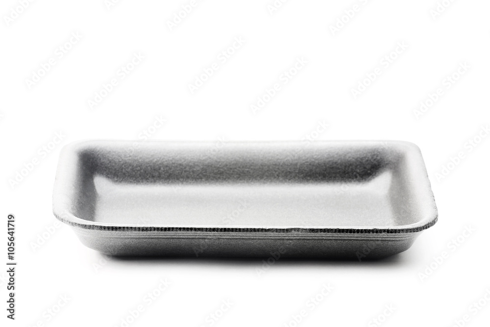 Black empty food tray. Isolated on white background Black empty food tray. Isolated on white background