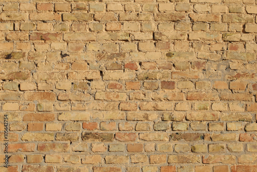 old painted brick wall close-up.