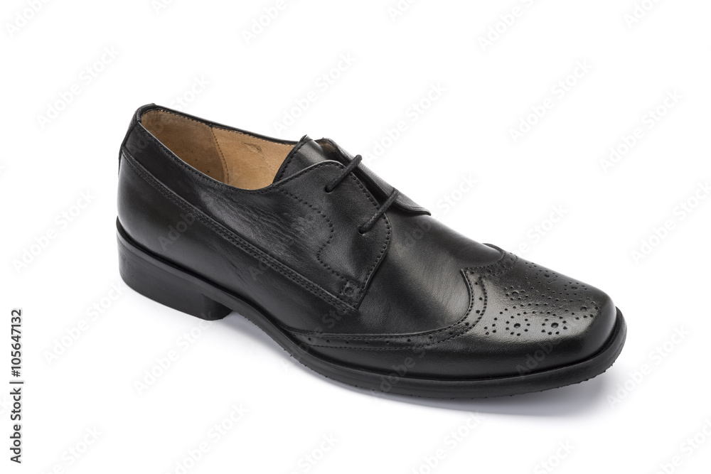 girls black school shoe on a white background girls black school shoe on a white background