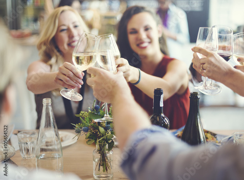 Wall Mural Friends Party Cheers Enjoying Food Concept