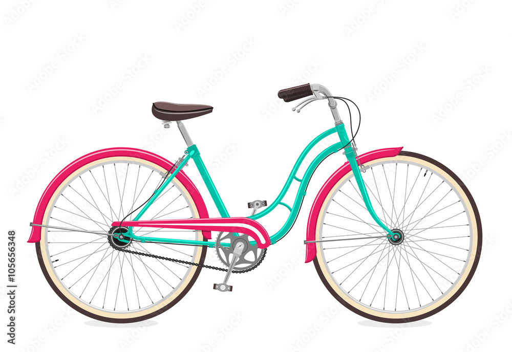 Obraz premium City woman bicycle isolated on white