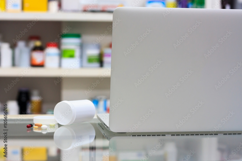 laptop computer in the pharmacy laptop computer in the pharmacy