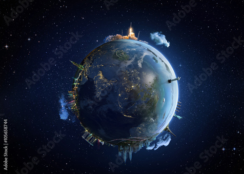 Canvas Print ..Travel our Earth planet. The world monument concept. Extremely detailed image