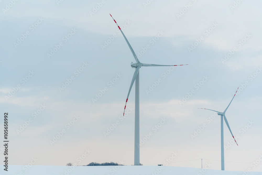 Windmill on the field in winter