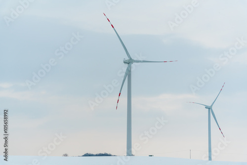 Windmill on the field in winter