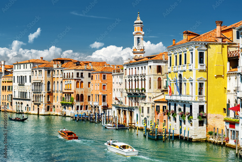 The Grand Canal and colorful facades of medieval houses, Venice