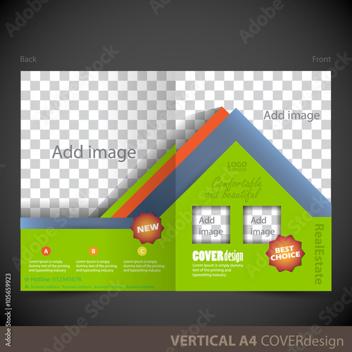 Vertical A4 Cover Design, Bi-folder brochure, flyer template. Can be used as concept for your graphic design