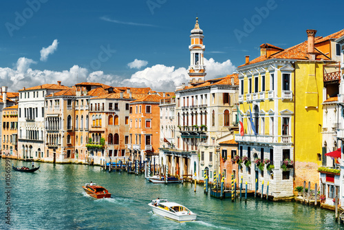 The Grand Canal and colorful facades of medieval houses, Venice © efired