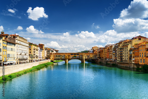 View of the Ponte Vecchio and the Arno River, Florence, Italy
