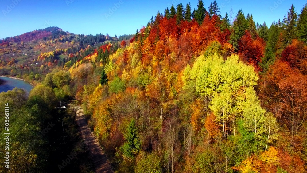 Aerial view of autumn Carpathians mountains Aerial view of autumn Carpathians mountains
