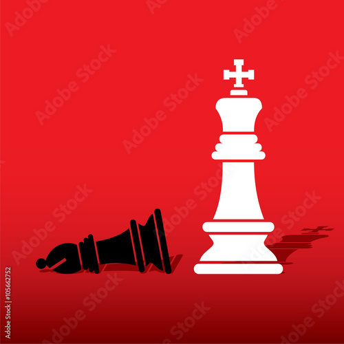 chess white king defeat black bishop concept design vector
