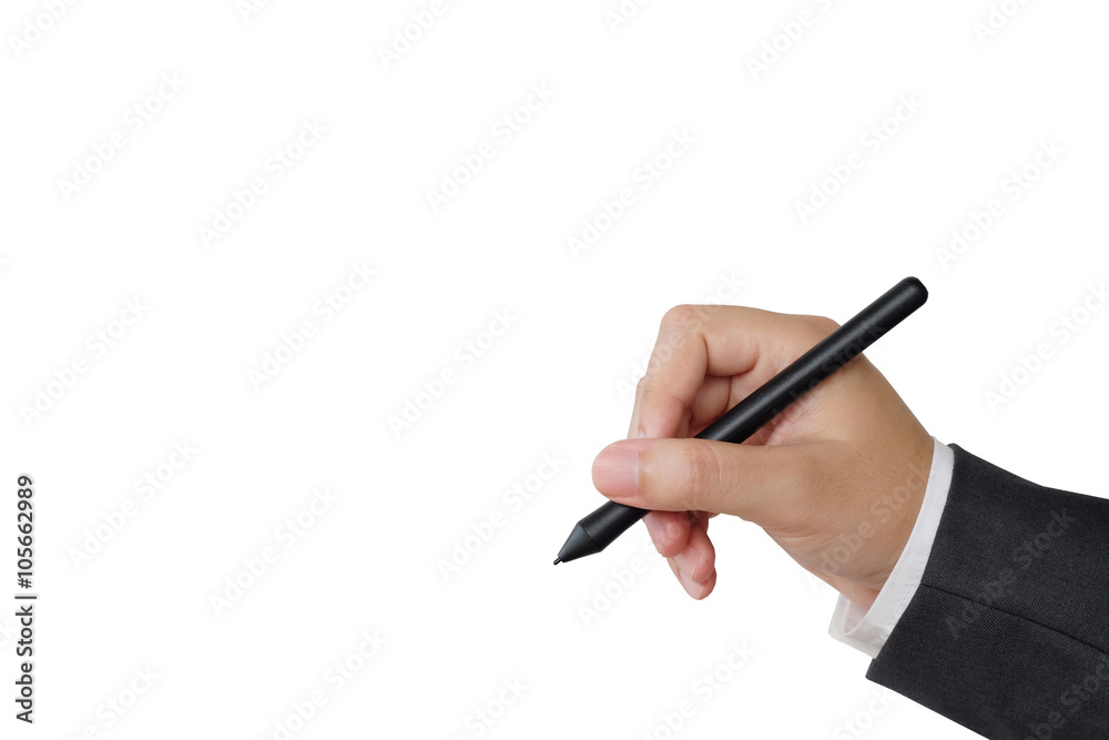 Hand holding pen isolated on white background Hand holding pen isolated on white background