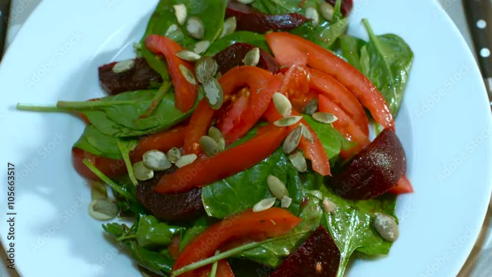 Salad of Spinach Beet Tomatoes and Pumpkin Seeds Salad of Spinach Beet Tomatoes and Pumpkin Seeds
