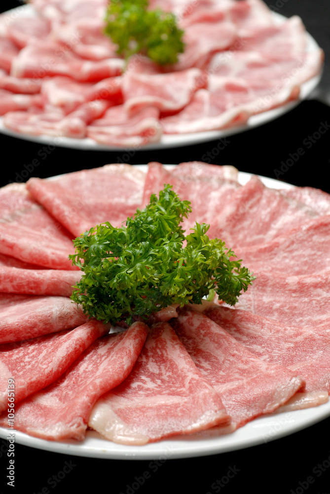 Sukiyaki Fresh Beef pork slices, Vegetable, Dinner Set