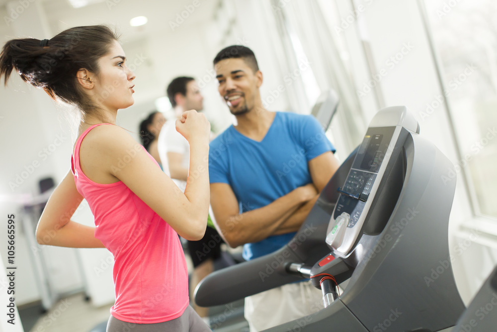 Young people training in the gym