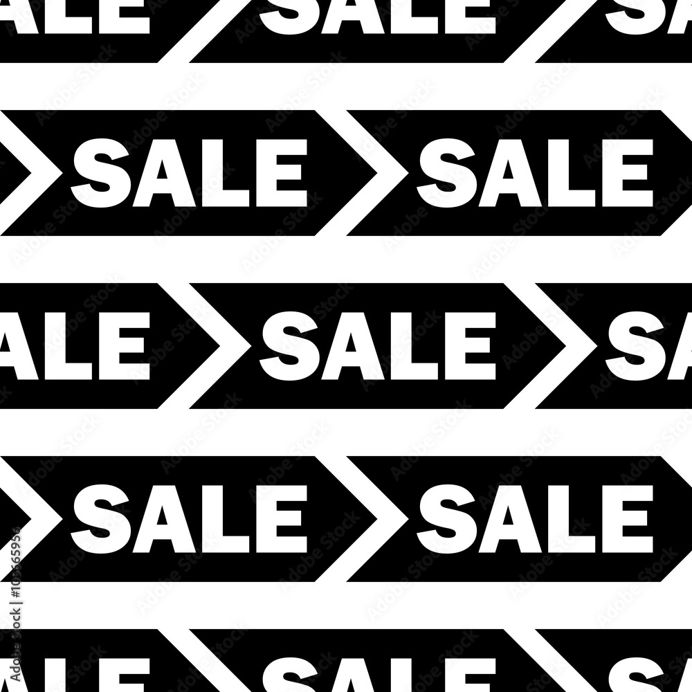 Seamless vector pattern with black sale signs.