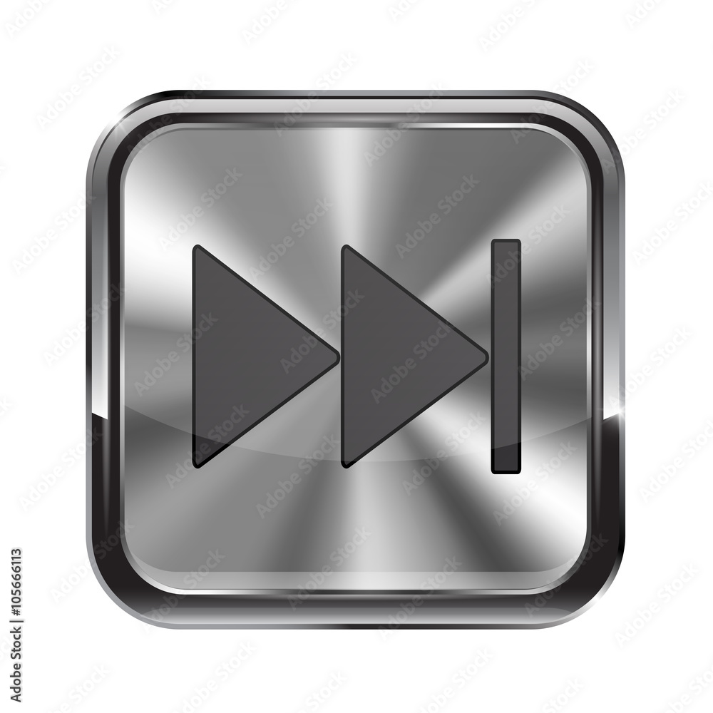 Metal button. With chrome frame. Fast forward icon Metal button. With chrome frame. Fast forward icon