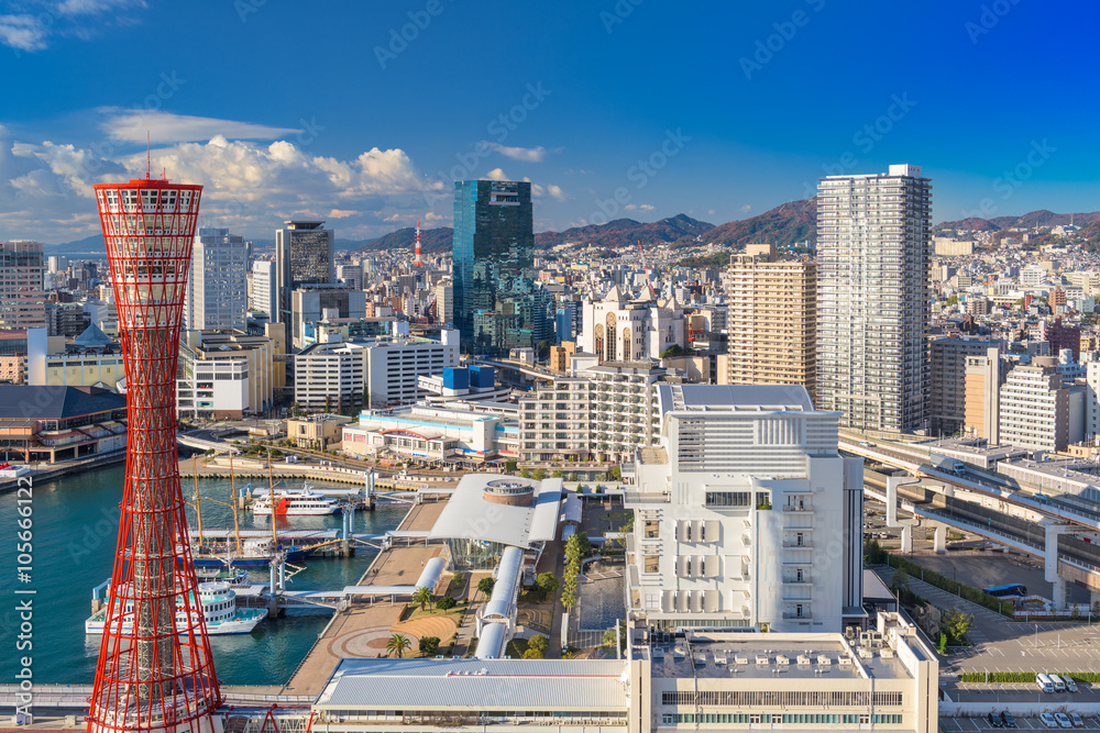 Fototapeta premium Kobe, Japan harbor skyline.
