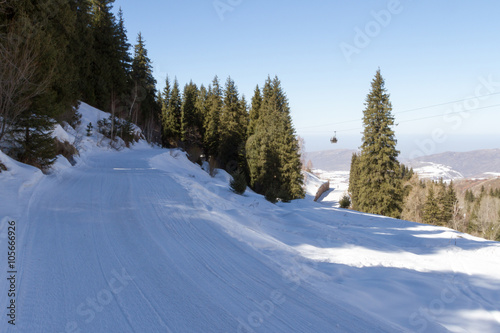 trail for skiers in the mountains