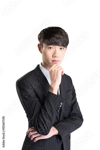 isolated young asian businessman on white background