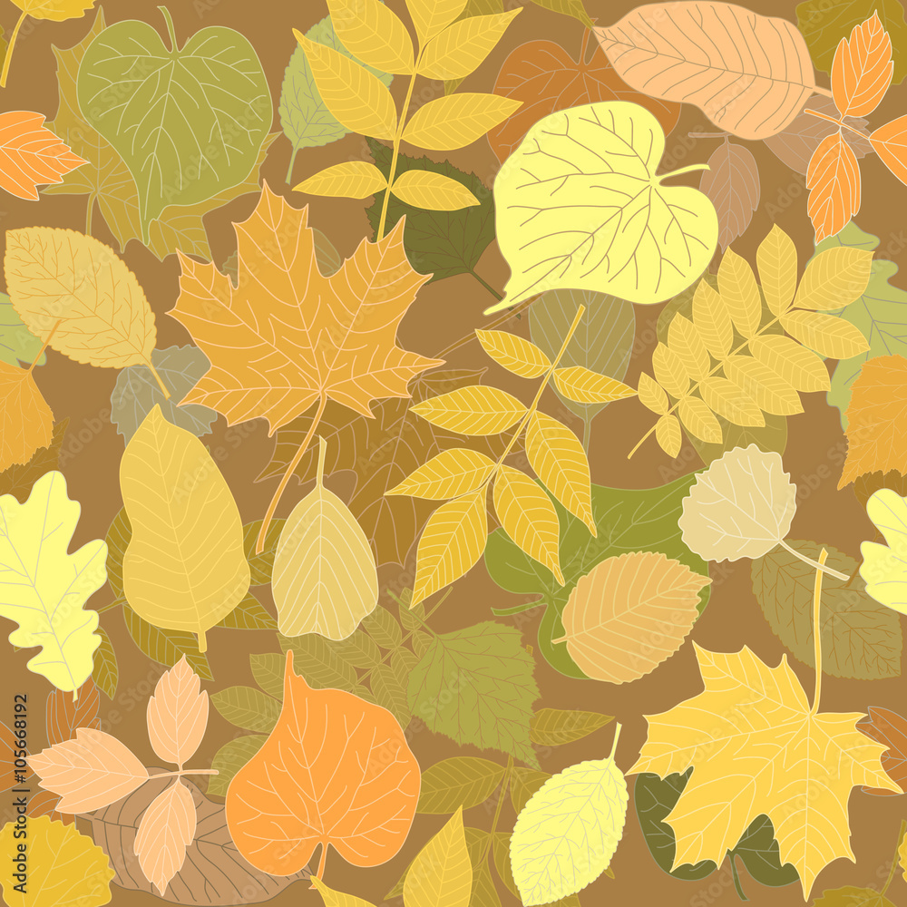 Tree leaves seamless pattern