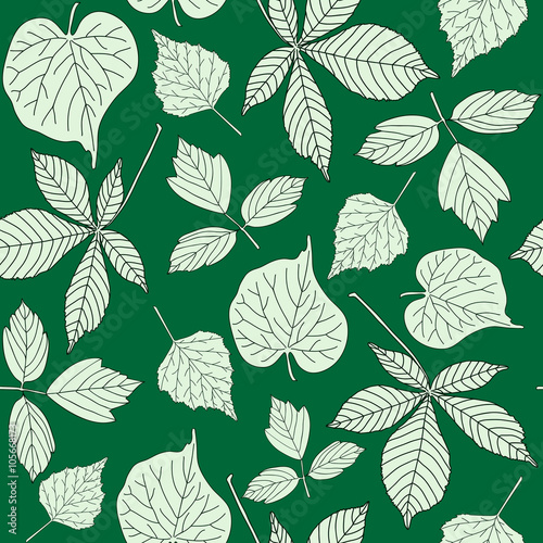 Seamless pattern with hand-drawn leaves © ekazansk
