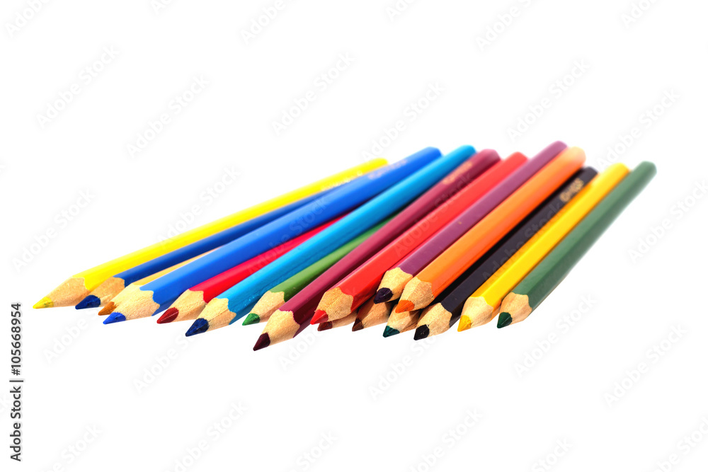 Colour pencils isolated on white background close up. Colour pencils isolated on white background close up.
