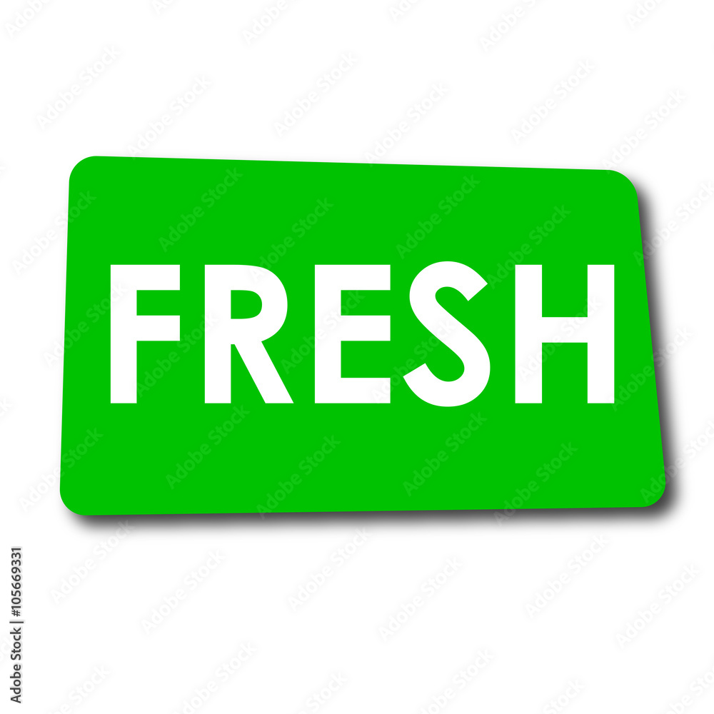 Icono plano FRESH en rectangulo verde con sombra Icono plano FRESH en rectangulo verde con sombra