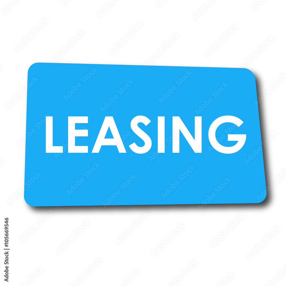 Icono plano LEASING en rectangulo azul con sombra Icono plano LEASING en rectangulo azul con sombra