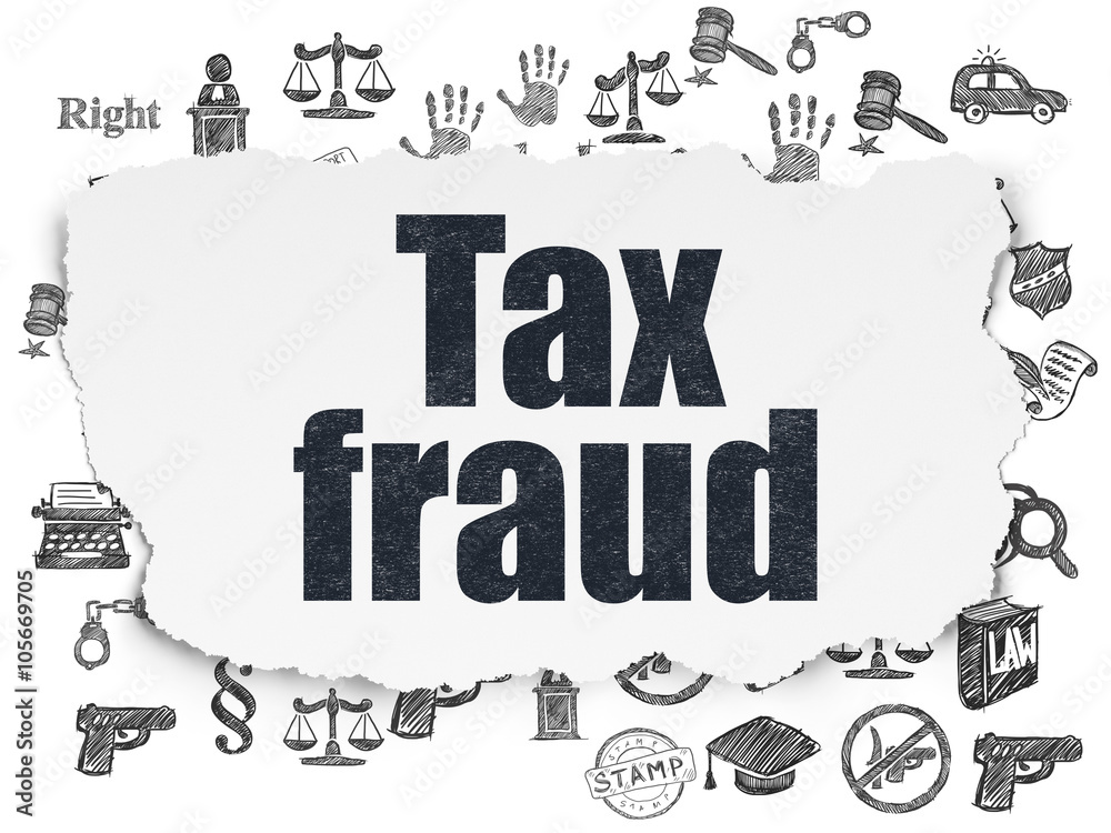 Law concept: Tax Fraud on Torn Paper background