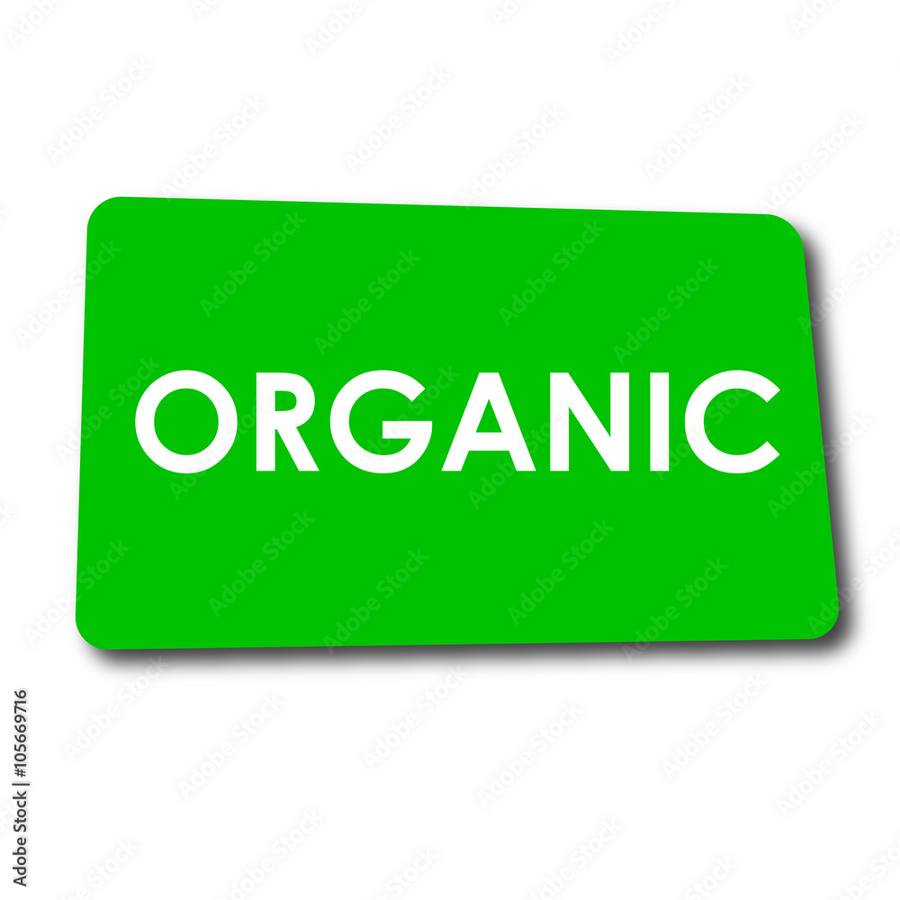 Icono plano ORGANIC en rectangulo verde con sombra Icono plano ORGANIC en rectangulo verde con sombra