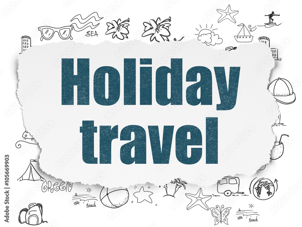 Vacation concept: Holiday Travel on Torn Paper background