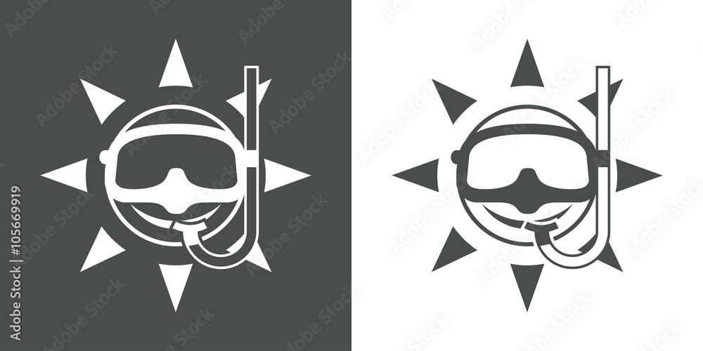 Icono plano sol con gafas de buceo #1