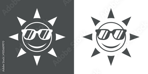 Icono plano sol con gafas de sol #1