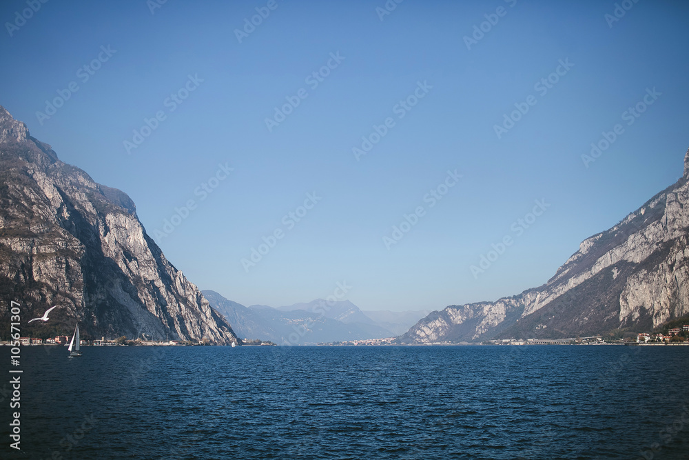 view of the mountain lake of Como, Italy