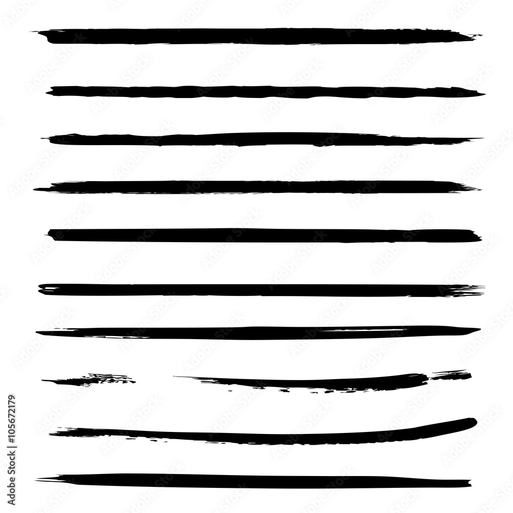 Fototapeta premium Kolekcja wektor lub zestaw czarną farbą ręcznie wykonane kreatywne pociągnięcia pędzlem