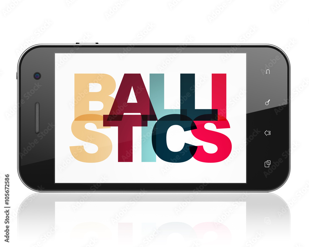 Science concept: Smartphone with Ballistics on display Science concept: Smartphone with Ballistics on display